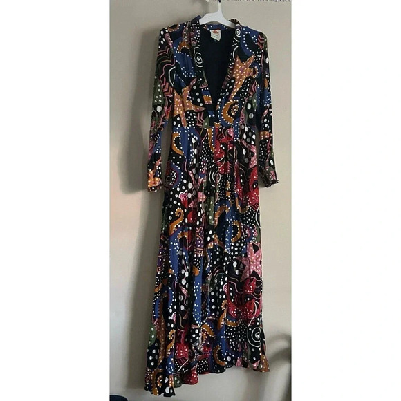 FARM Rio Dresses & Skirts - FARM RIO Women’s Maxi Dress, Under The Sea Plunging V-neck Long Sleeve Medium